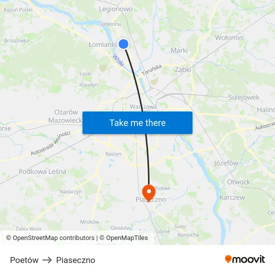 Poetów to Piaseczno map