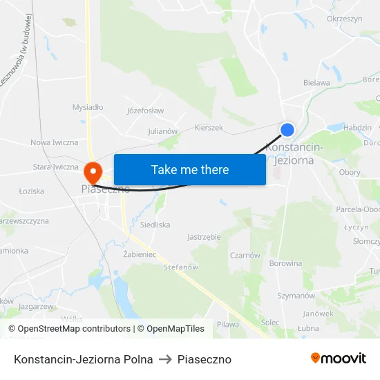 Konstancin-Jeziorna Polna to Piaseczno map