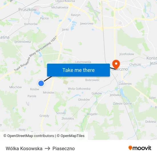 Wólka Kosowska to Piaseczno map