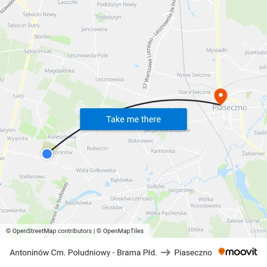 Antoninów Cm. Południowy - Brama Płd. to Piaseczno map