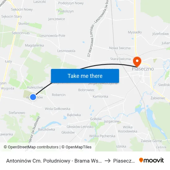 Antoninów Cm. Południowy - Brama Wsch. to Piaseczno map