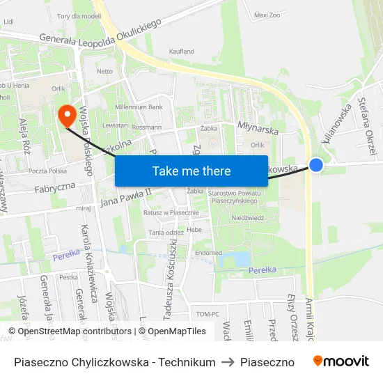 Piaseczno Chyliczkowska - Technikum to Piaseczno map
