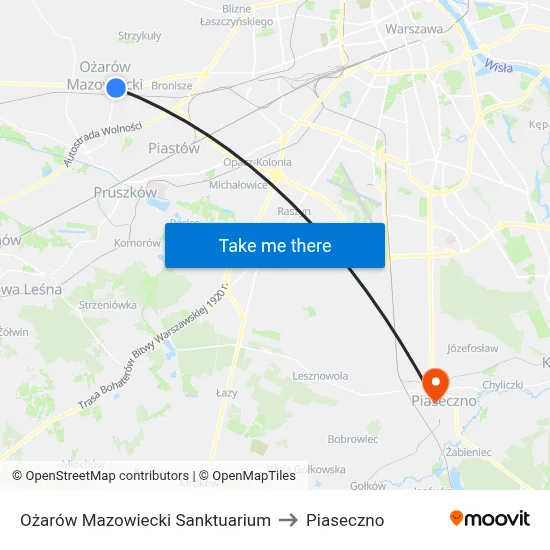 Ożarów Mazowiecki Sanktuarium to Piaseczno map