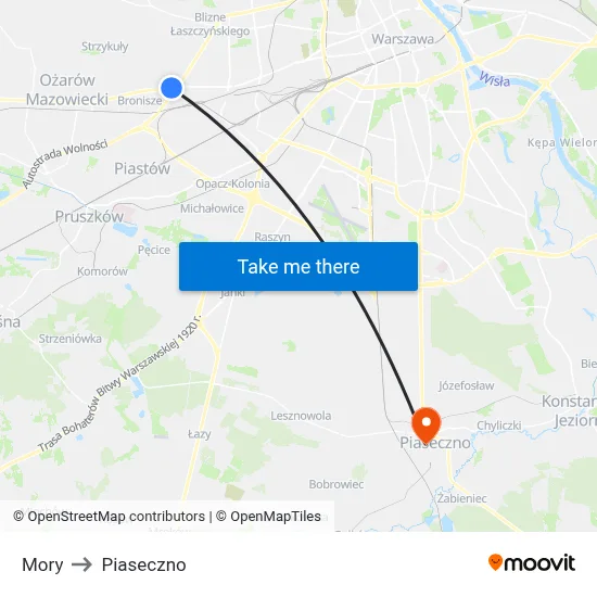 Mory to Piaseczno map