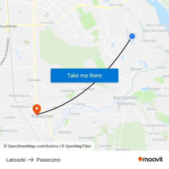 Latoszki to Piaseczno map