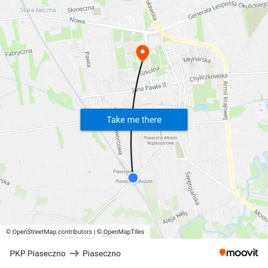 PKP Piaseczno to Piaseczno map