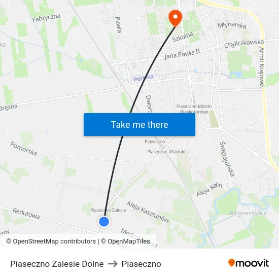 Piaseczno Zalesie Dolne to Piaseczno map