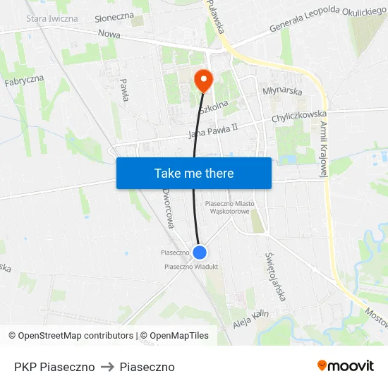 PKP Piaseczno to Piaseczno map