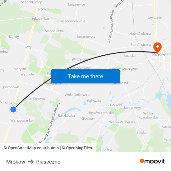 Mroków to Piaseczno map