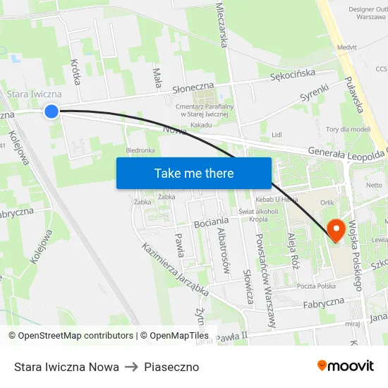 Stara Iwiczna Nowa to Piaseczno map