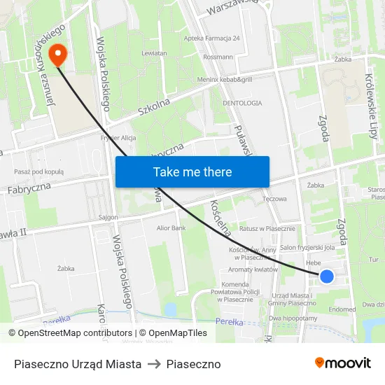 Piaseczno Urząd Miasta to Piaseczno map