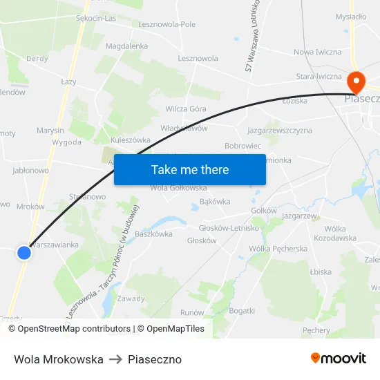 Wola Mrokowska to Piaseczno map