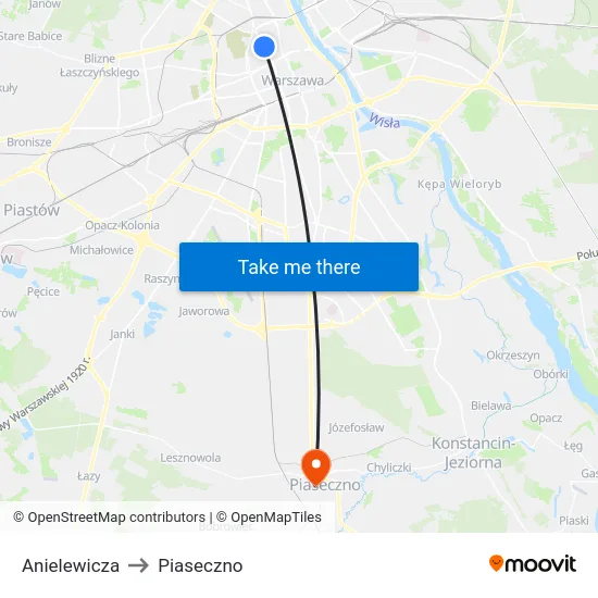 Anielewicza to Piaseczno map