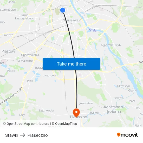 Stawki to Piaseczno map