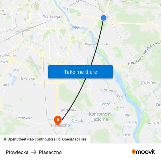 Płowiecka to Piaseczno map