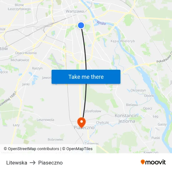 Litewska to Piaseczno map