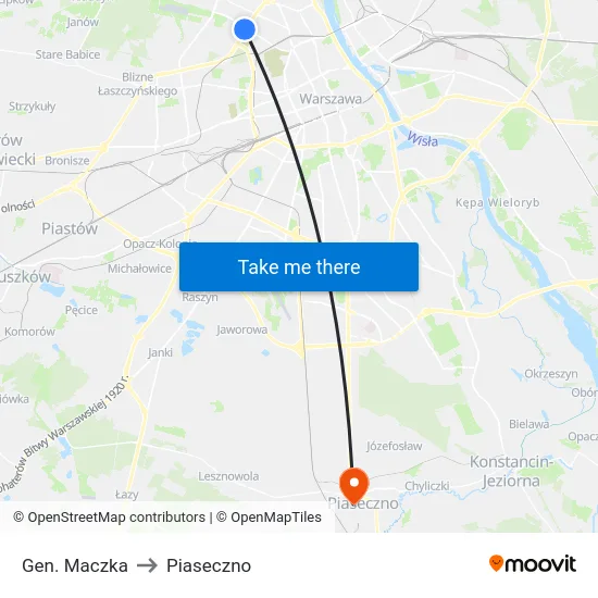 Gen. Maczka to Piaseczno map