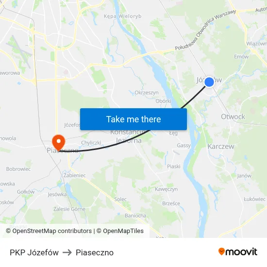 PKP Józefów to Piaseczno map
