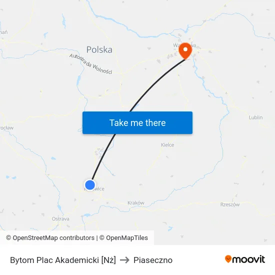 Bytom Plac Akademicki [Nż] to Piaseczno map