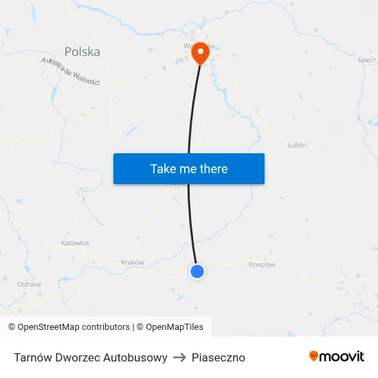 Tarnów Dworzec Autobusowy to Piaseczno map