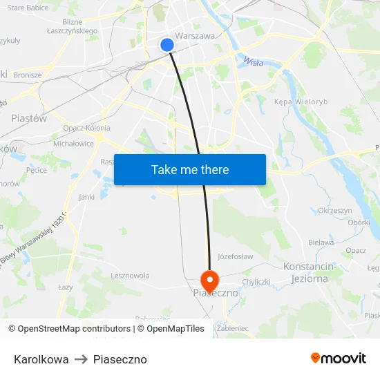 Karolkowa to Piaseczno map