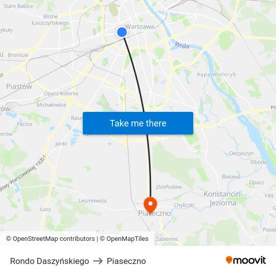 Rondo Daszyńskiego to Piaseczno map