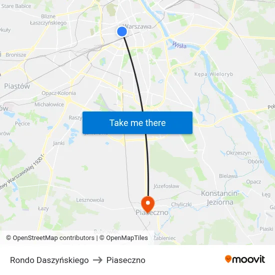 Rondo Daszyńskiego to Piaseczno map