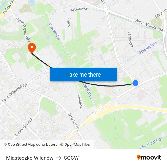 Miasteczko Wilanów to SGGW map