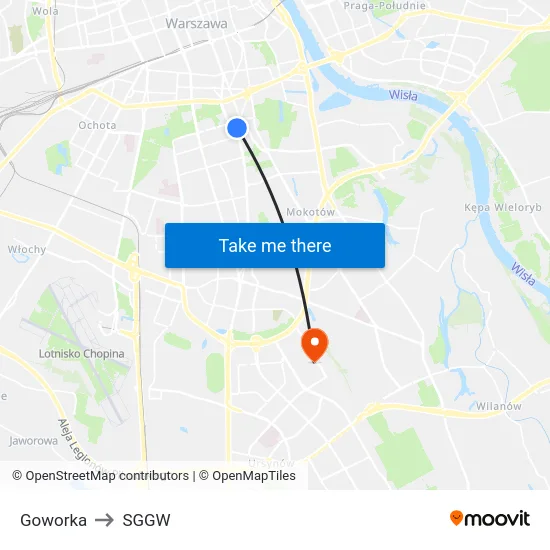 Goworka to SGGW map