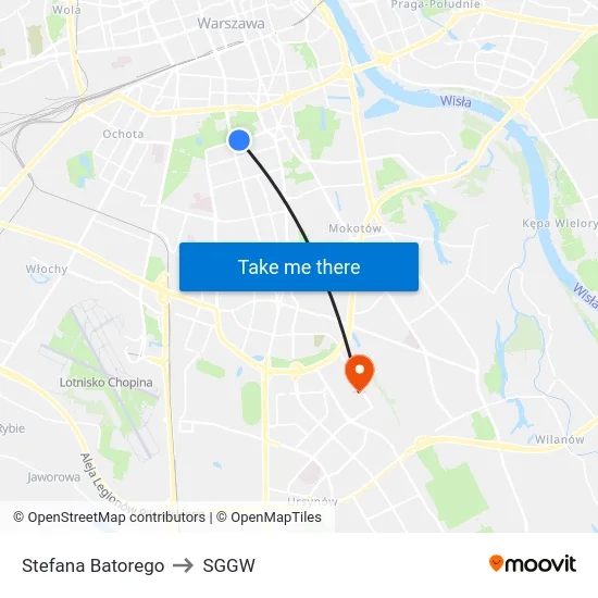 Stefana Batorego to SGGW map
