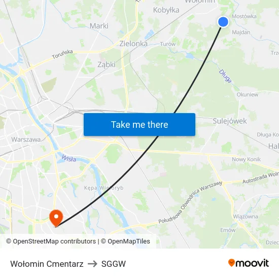 Wołomin Cmentarz to SGGW map
