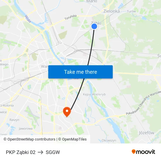 PKP Ząbki 02 to SGGW map