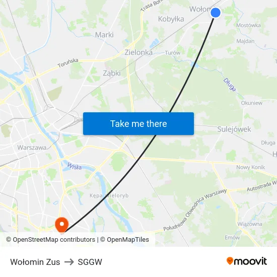 Wołomin Zus to SGGW map