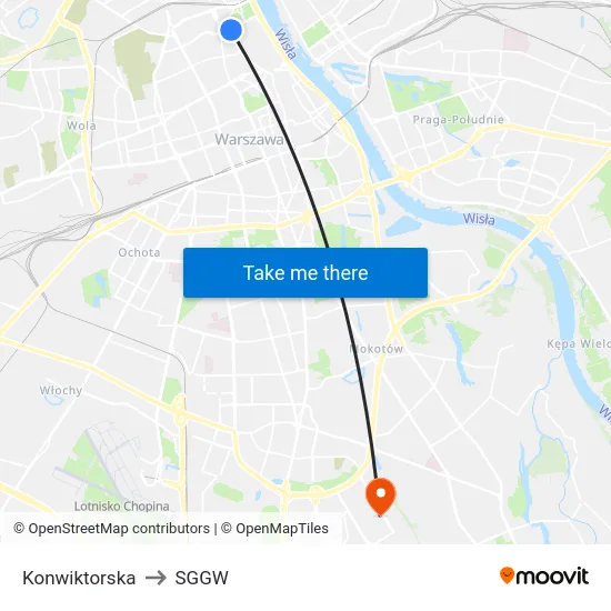 Konwiktorska to SGGW map