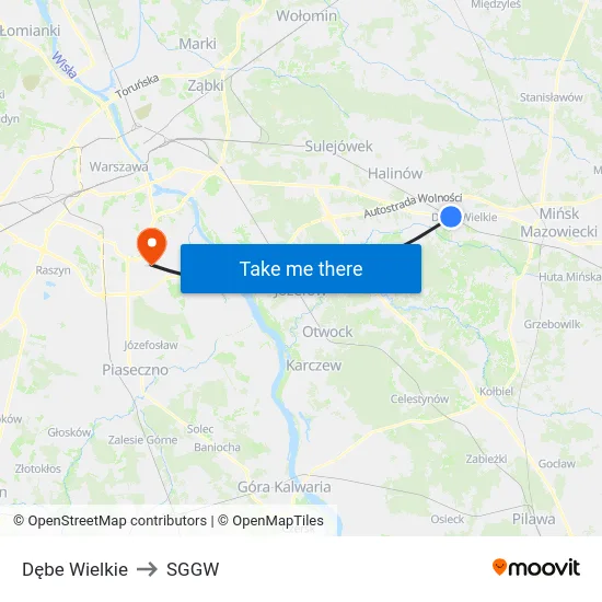 Dębe Wielkie to SGGW map