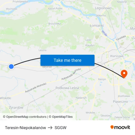 Teresin-Niepokalanów to SGGW map