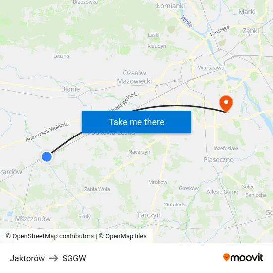Jaktorów to SGGW map