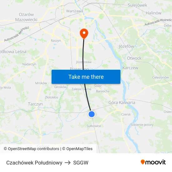 Czachówek Południowy to SGGW map