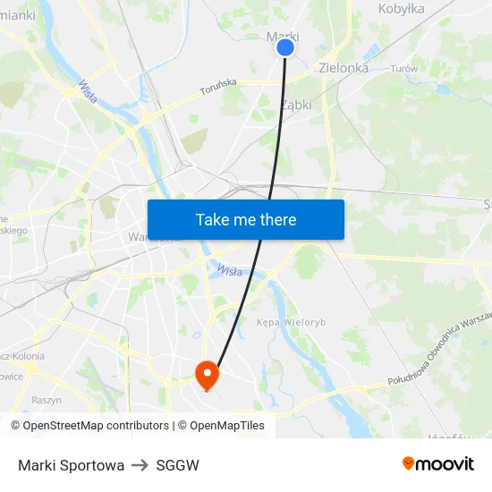 Marki Sportowa to SGGW map