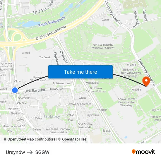 Ursynów to SGGW map