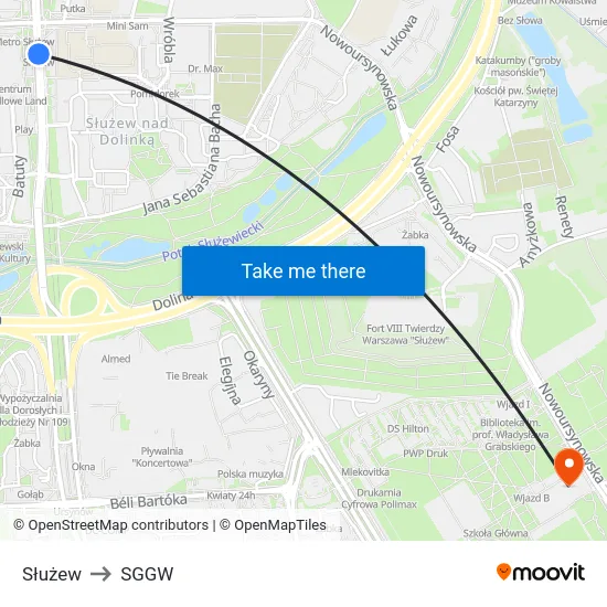 Służew to SGGW map