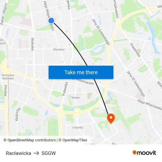 Racławicka to SGGW map