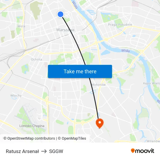 Ratusz Arsenał to SGGW map