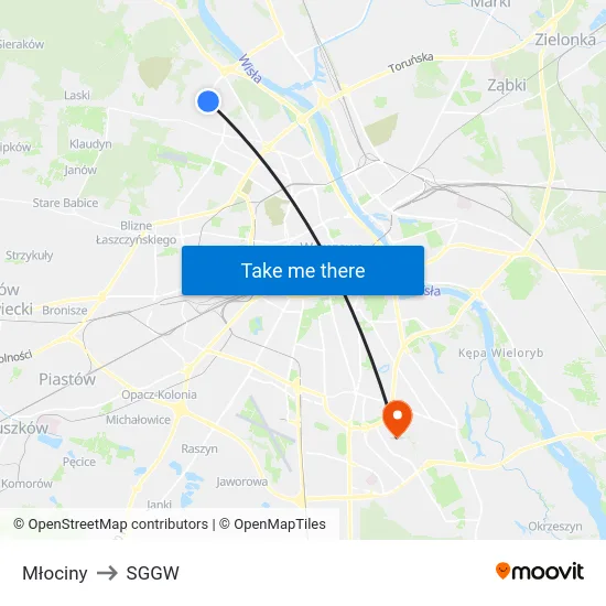 Młociny to SGGW map