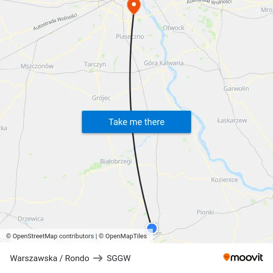 Warszawska / Rondo to SGGW map