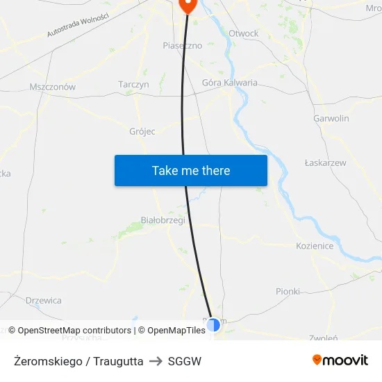 Żeromskiego / Traugutta to SGGW map