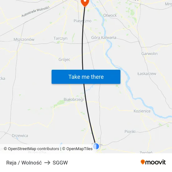 Reja / Wolność to SGGW map