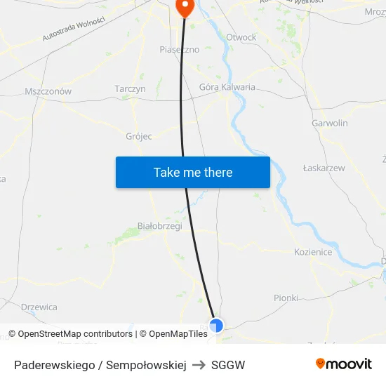 Paderewskiego / Sempołowskiej to SGGW map