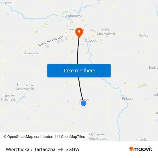 Wierzbicka / Tartaczna to SGGW map