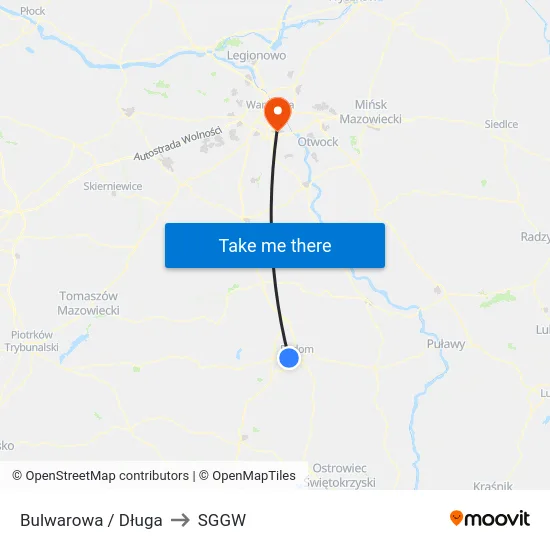 Bulwarowa / Długa to SGGW map